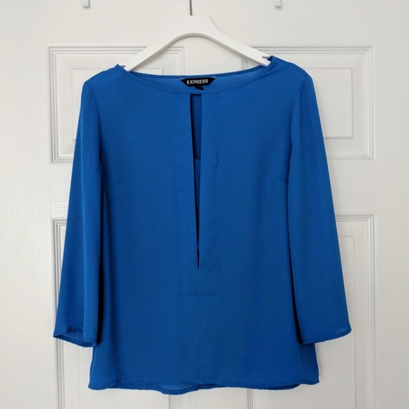 Express Tops - Express Blue 3/4 Sleeve Shirt